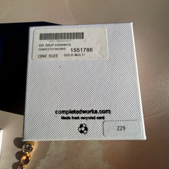 NWT Completed Works 💎 Cubic Zirconia & Gold Asymmetrical Crystal Drop Earrings - Picture 11 of 16